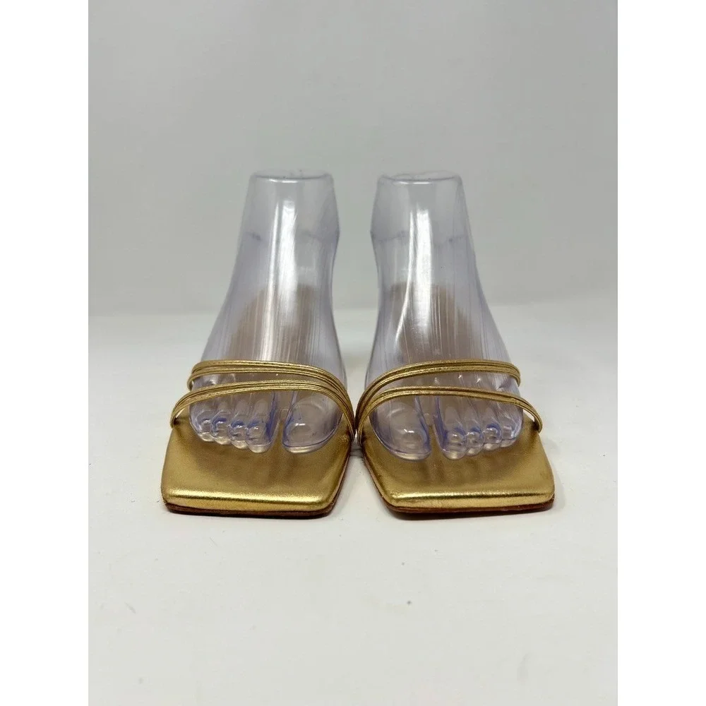 Tibi Metallic Nappa Jim Gold Sandal‎ EU 35 US 5 Party Wedding Formal